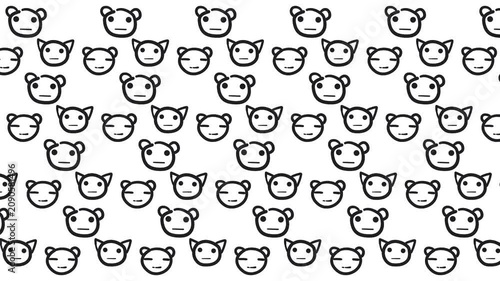 Cartoon faces of bears or similar animals move across the screen.