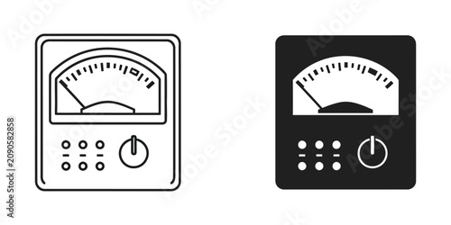 Tableau sur toile Analog voltmeter and ammeter set featuring measurement gauges in both outline an