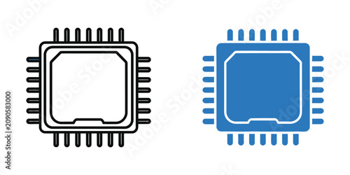 Canvastavla Computer processor cpu chip set in outline and silhouette style for electronic h