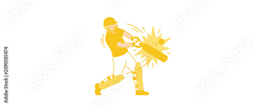 Foto Cricket player hitting ball, action sport illustration