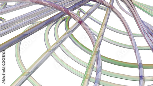 Abstract Tangled Translucent Glass Tubes on Black Background
