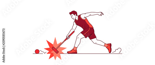 Foto Floorball Player Striking Ball
