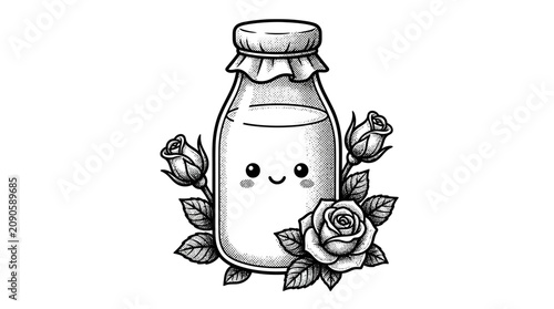 Canvastavla Cartoon jar with smiling face.