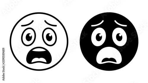 Konstfotografi Shocked Emoticons: Two emoticons, one in black and white and the other in black, express extreme shock and disbelief with wide eyes and open mouths
