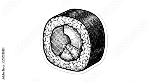 Fotografie Delicious sushi roll with rice.