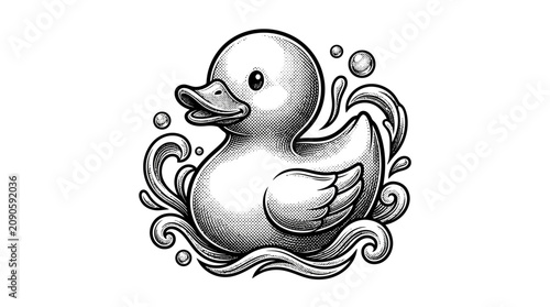 Bild auf Leinwand Rubber Duck Floating on Water Surface.