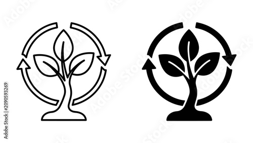 Fotografie Growing Plant Cycle: A plant icon symbolizing growth and a cycle of renewal, representing nature's enduring process and sustainability