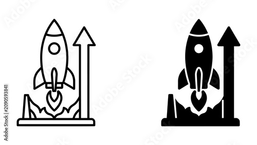 Принти на полотні Rocket Launch: A graphic depiction of a rocket launching upwards, symbolizing progress, growth, and the start of an ambitious endeavor