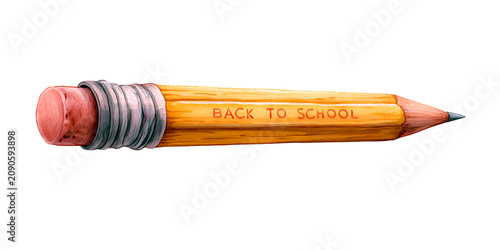 Yellow pencil with pink eraser and silver ferrule featuring the phrase 