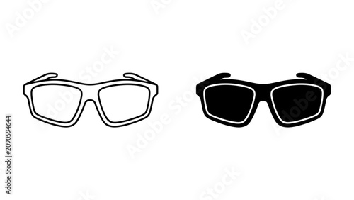 Fotografía Glasses Icon Pair: A simple icon pair featuring two pairs of glasses, one outlined in white and the other filled in black, representing contrast or different perspectives