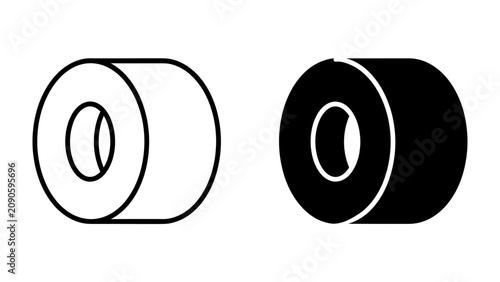 Принти на полотні Duct Tape Icons: Simple line art and solid silhouette icons representing a roll of duct tape, showcasing versatility and practicality for repair and crafting purposes
