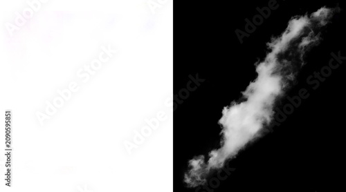 Fotografie Isolated white cloud on black background, fluffy cumulus cloud texture, atmosphe