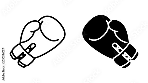 Obraz na plátně Boxing Glove Icon: A clean, minimalist representation of boxing gloves, showcasing both an outline and a solid silhouette of this iconic sports equipment