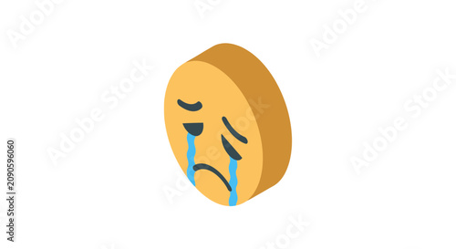 Foto Crying isometric yellow emoji face with tears
