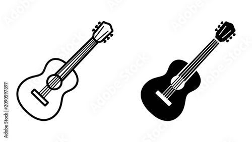Canvastavla Acoustic Guitar Icons: Two stylized acoustic guitars, one outlined and the other