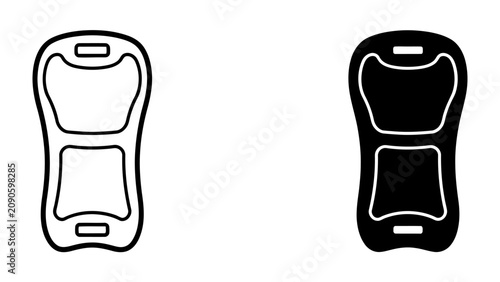 Game Controller Icon Set: A minimalist design featuring a silhouette of a game controller, presented in both outline and solid black variations, ideal for digital interfaces and gaming graphics.