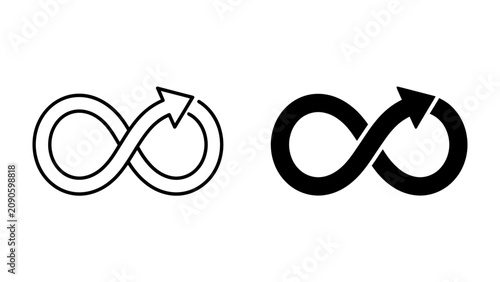 Obraz na plátně Infinity Symbol Pair: A graphic representation of the infinity symbol, depicted in both outline and solid black, symbolizing endlessness and perpetuity