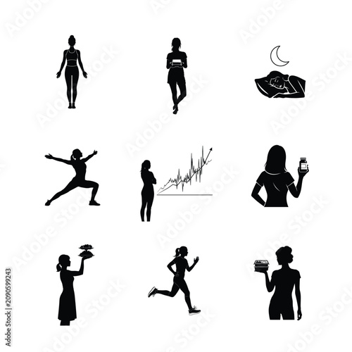 Professional Service Silhouettes Serving Carrying Food Lifestyle Poses