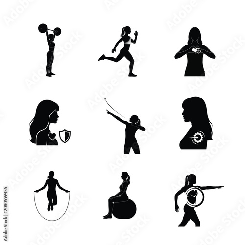 Wellness Hydration Silhouettes Drinking Water Health Lifestyle Routine
