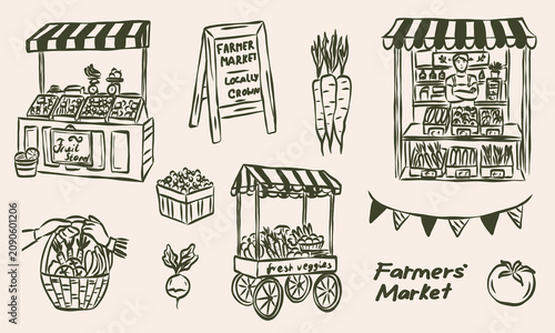 Local or farmer's market elements collection