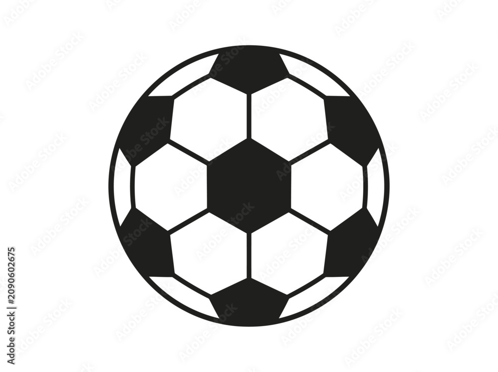 Naklejka premium A classic black and white soccer ball illustration on a plain white background.