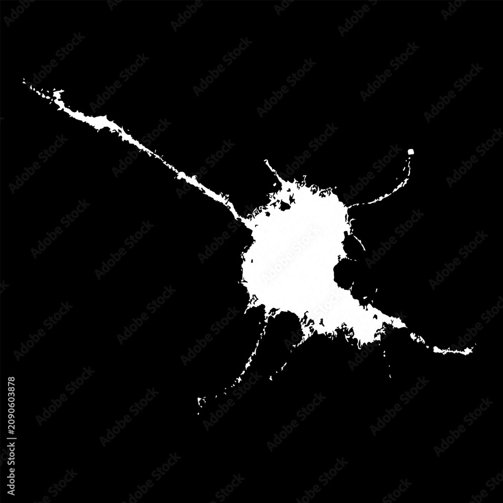 Obraz premium Grunge birds droppings black and white. Flat blots style vector illustration. Map. Abstract paint drop.