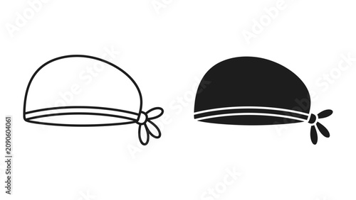 Headscarf Icon: A graphic representation of a headscarf in both outline and silhouette, showing its tied knot detail.