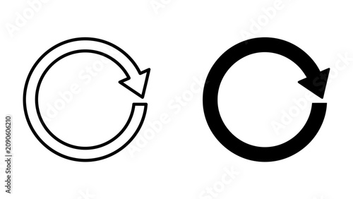 Картината върху платно Circular Arrow Icon Pair: Two circular arrow icons, one outlined and one solid black, representing refresh, reload, or repeat action, commonly used in user interfaces and technology