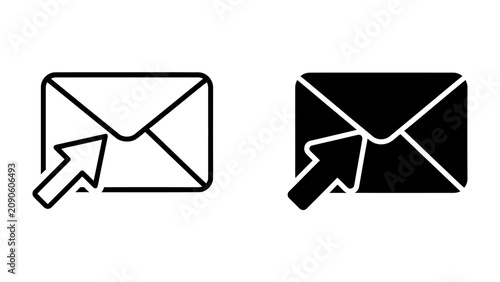 Email Icons: A set of clean, modern icons representing an envelope with an arrow cursor, symbolizing digital communication and email.