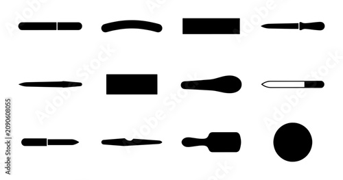 Obraz na plátně Set of 12 Black Nail Files and Buffers, Manicure Tools Vector Icons, Beauty Salo