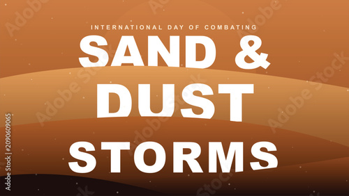 International Day of Combating Sand and Dust Storms Awareness Minimalist Digital Illustration Environmental Protection and Climate Change Social Media Banner