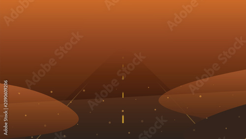 Highway Road Stretching to Horizon in Desert Landscape Minimalist Abstract Digital Illustration Background for Success Travel Future Goals and Career Growth Path