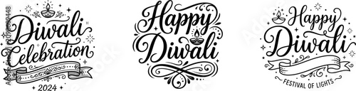 Fotografie Diwali 2024 typography designs happy diwali celebration festival of lights vecto