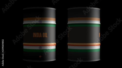Fotografía India oil crude petroleum fuel barrels in row