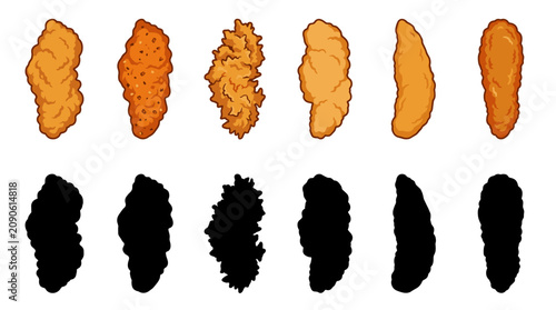 Fotografie Professional vector collection featuring different crispy chicken strips variati