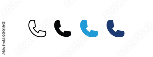 Vector Telephone Call Icon Set, Contact Us Communication Button for Mobile Application UI UX