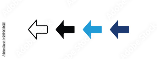 Left Arrow Navigation Icon Set, Vector Back Return Button Element for Application Mobile UI UX