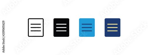 Vector Hamburger Document Menu Icon Set, Web List Navigation Options Button for App UI UX