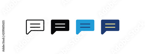 Speech Bubble Chat Conversation Icon Set, Vector Message Comment Button for Social Media UI UX