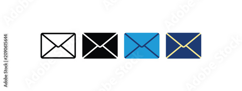 Envelope Email Message Icon Set, Vector Inbox Newsletter Communication Button for Web UI UX