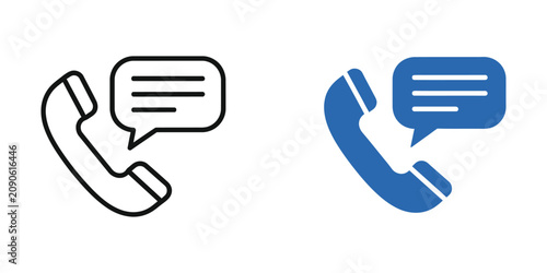 Cuadro en lienzo Telephone handset set with text message bubble for communication and customer su