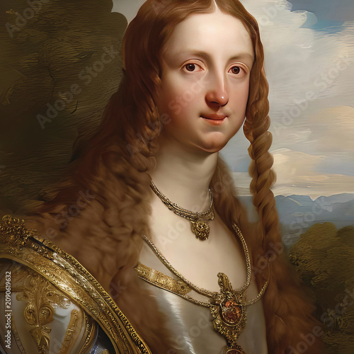 A man with long hair and fancy clothes. Renaissance painting.