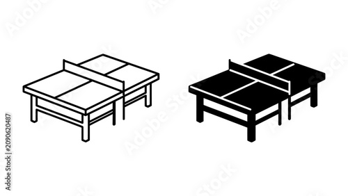 Ping Pong Table Icons: Two simplified icons represent a ping pong table, one outlined and the other solid black, offering clear visual options for sports and game-related graphics.