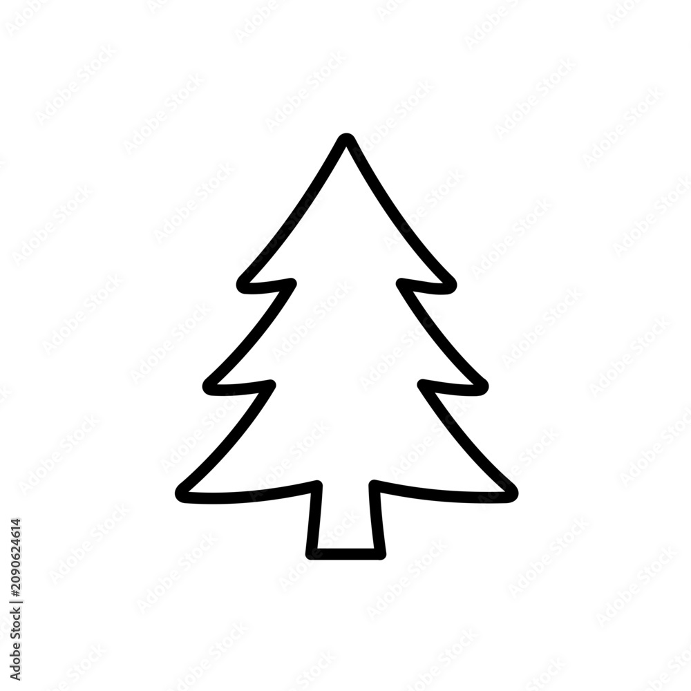 Fototapeta premium Pine tree evergreen vector icon illustration - minimalist line design with clean outline for nature landscape environmental graphics
