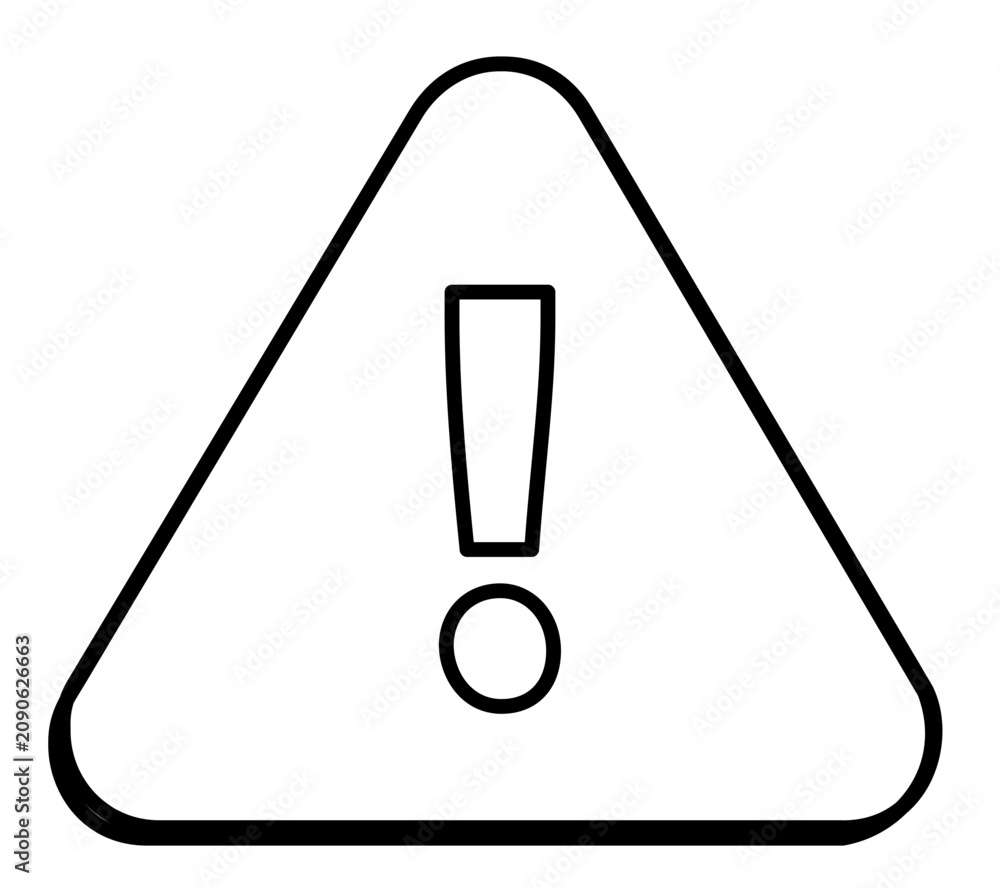 Fototapeta premium Soccer warning alert triangle vector icon illustration displaying exclamation mark for field safety alerts and gameplay cautions in minimalist flat line art style for sports design