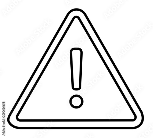 Soccer warning alert triangle vector icon illustration with double outline and exclamation mark for field safety alerts in minimalist flat line art style for sports gameplay design