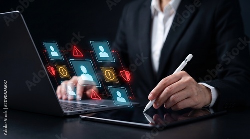 фотографія user identity security and digital account protection featuring real-time threat warning alerts