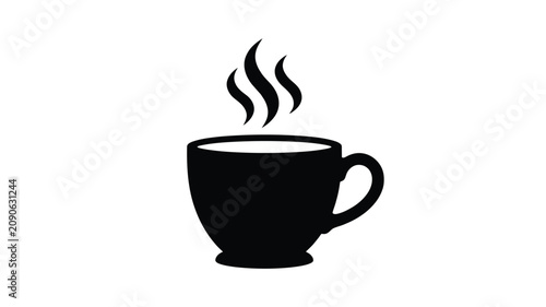 Foto Black Coffee Cup With Steam Minimalist Silhouette