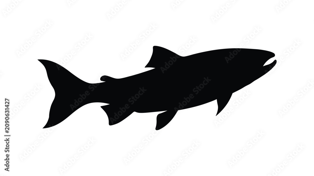 Obraz premium Black fish silhouette against a white background silhouette