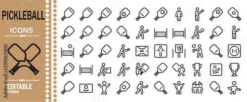 Fotografie Pickleball Training and Competition Outline Icon Pack